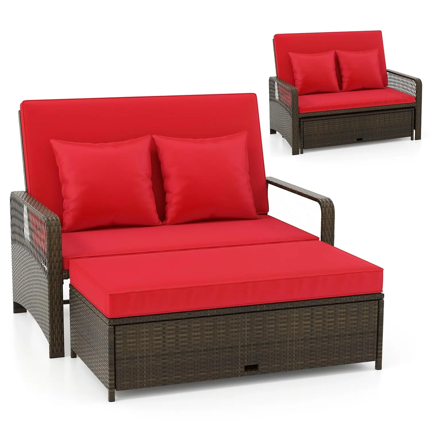 Outdoor Furniture Loveseat - Canapé-lit d'extérieur, ensemble de canapé deux