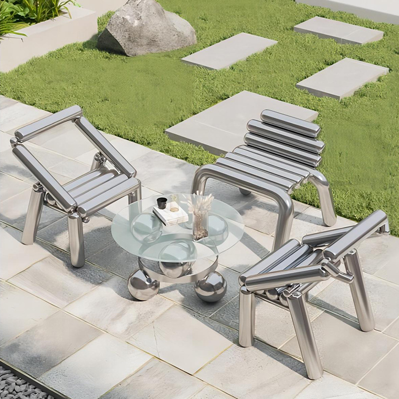 Outdoor Furniture Metal Chairs - Chaise en acier inoxydable, tabouret simple