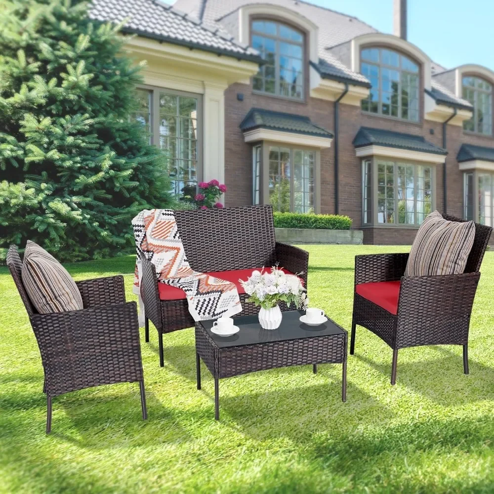 Outdoor Furniture Loveseat - Ensemble 4 pièces ensembles de Conversation