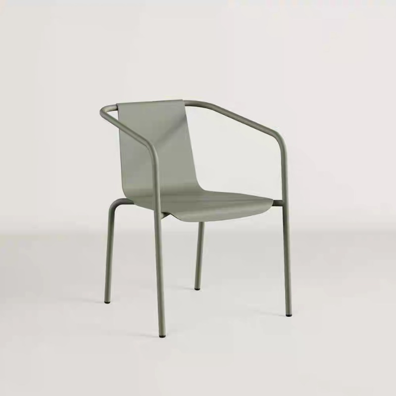 Outdoor Furniture Metal Chairs - Ensemble de patio scandinave, table longue