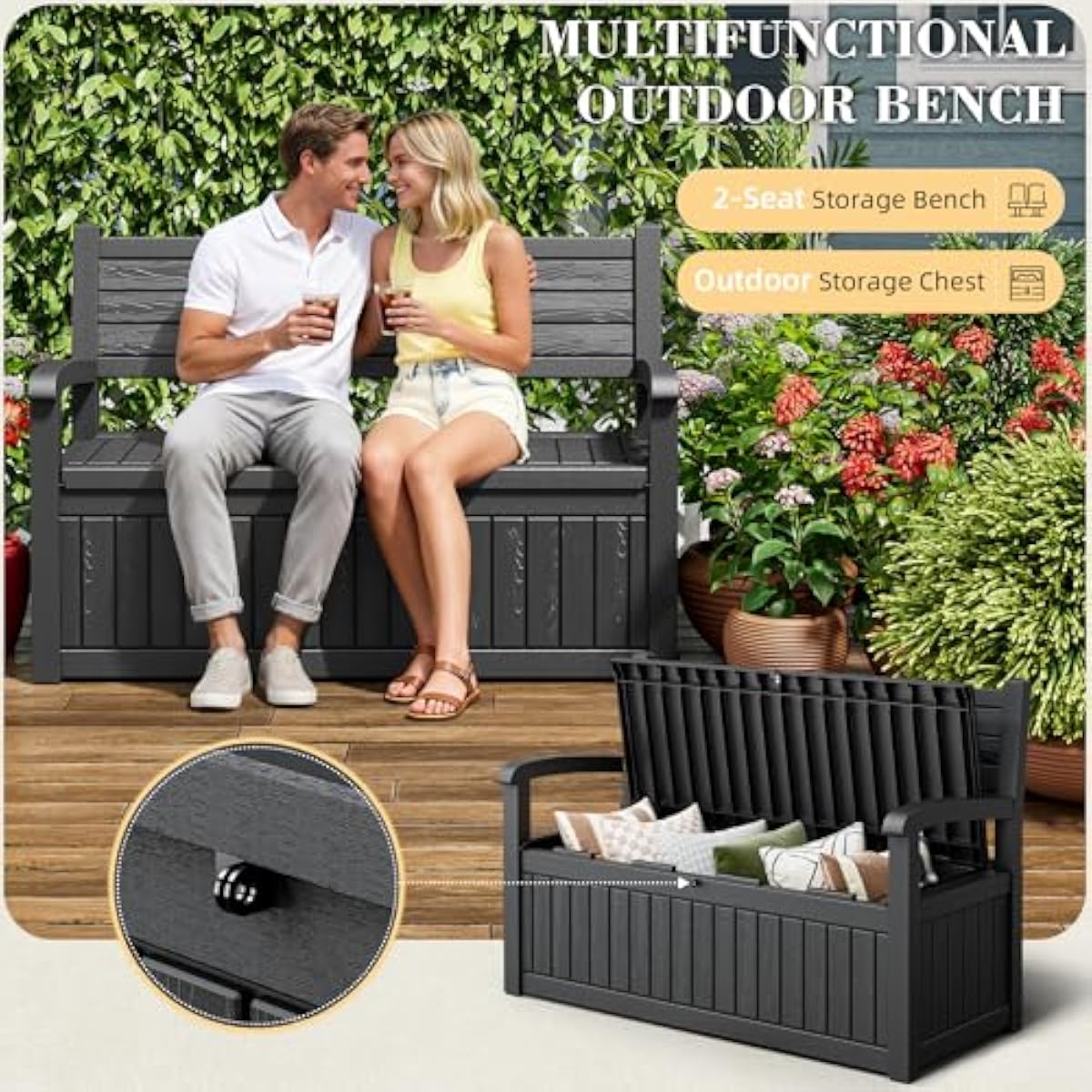 Banc de rangement extérieur de - Outdoor Furniture With Storage For Cushions avis et prix