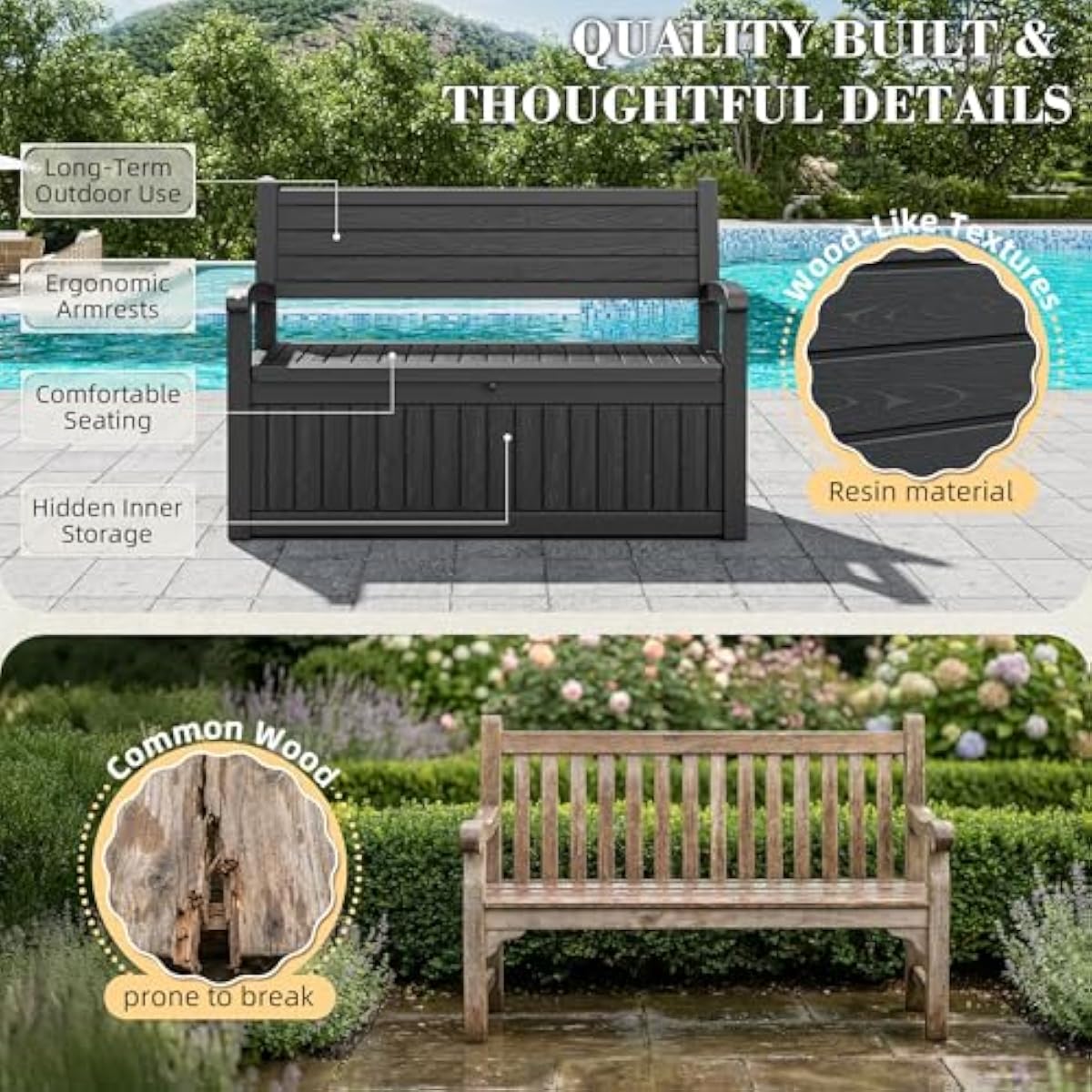 Banc de rangement extérieur de - Outdoor Furniture With Storage For Cushions avis et prix