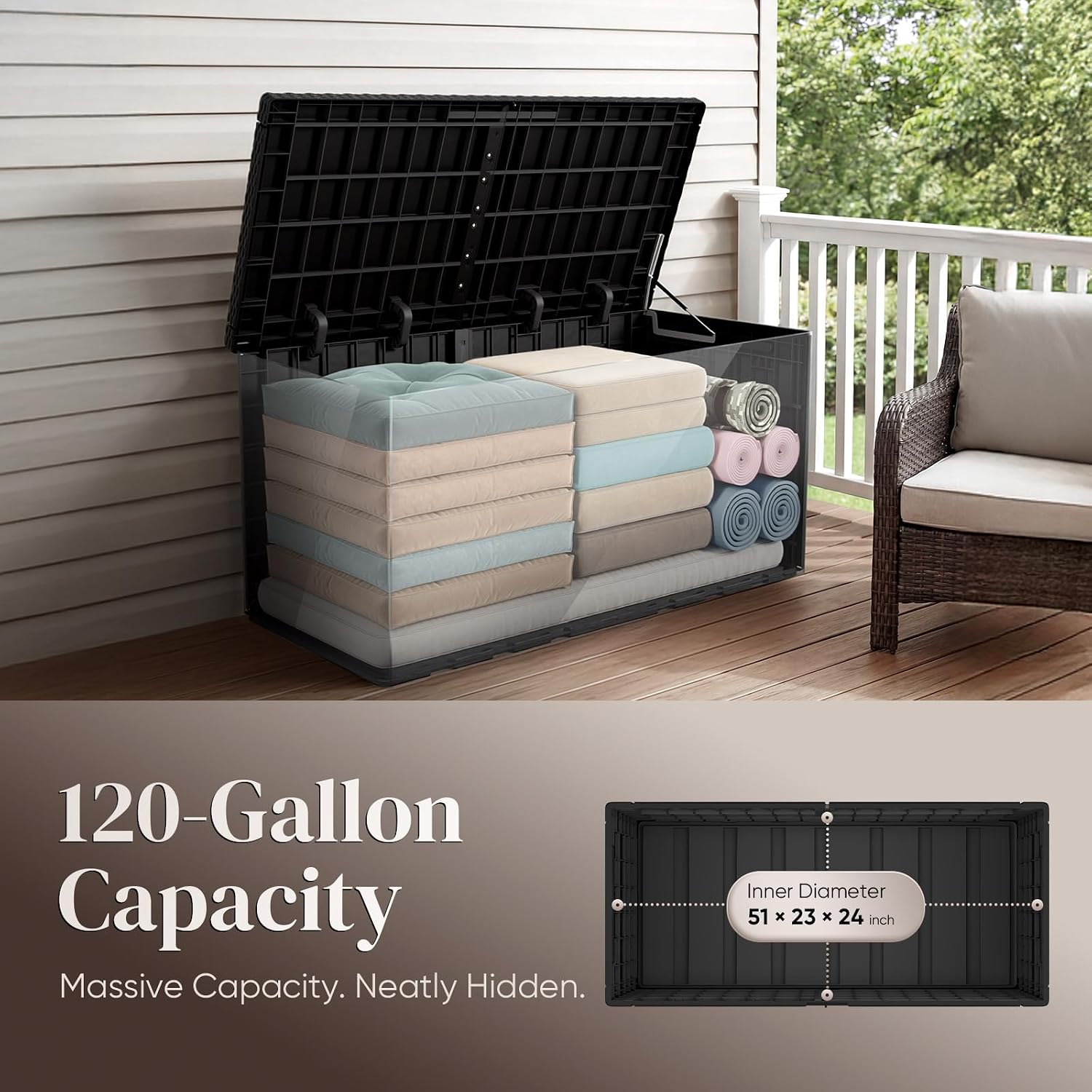 Bac de rangement extérieur gra - Outdoor Furniture With Storage For Cushions avis et prix
