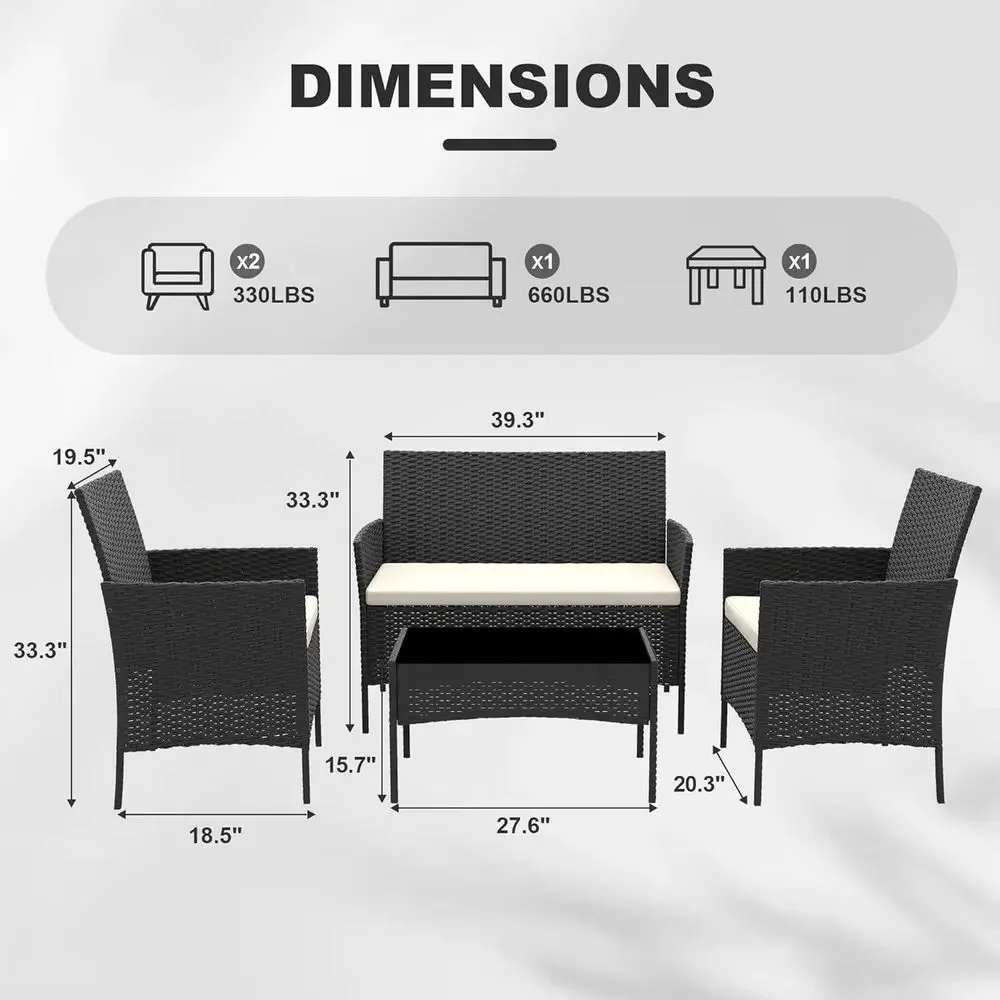 Ensemble de 4 meubles de patio - Outdoor Furniture Loveseat avis et prix