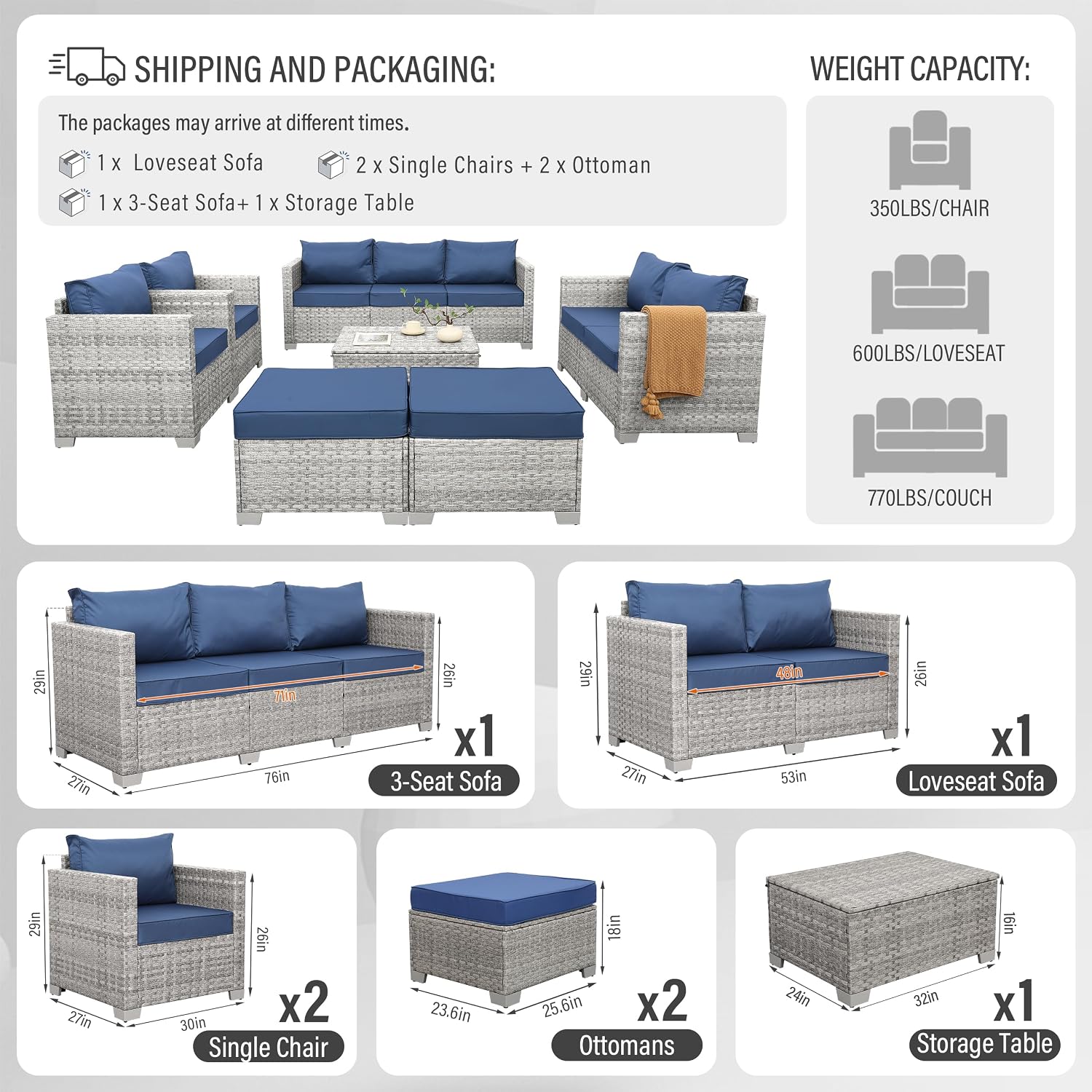 Ensemble de meubles de patio e - Outdoor Furniture With Storage For Cushions avis et prix