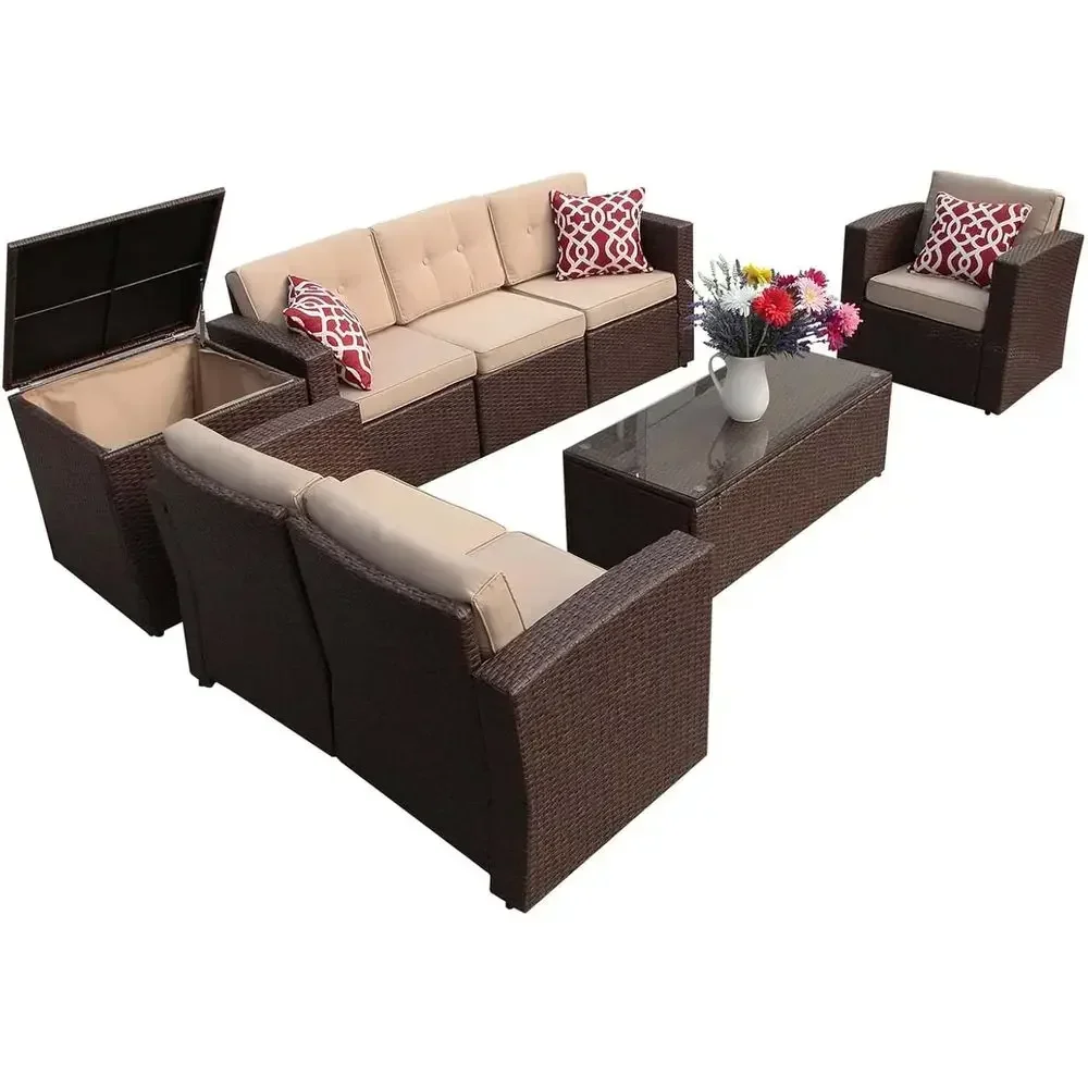 Ensemble de 8 meubles de patio - Outdoor Furniture With Storage For Cushions avis et prix