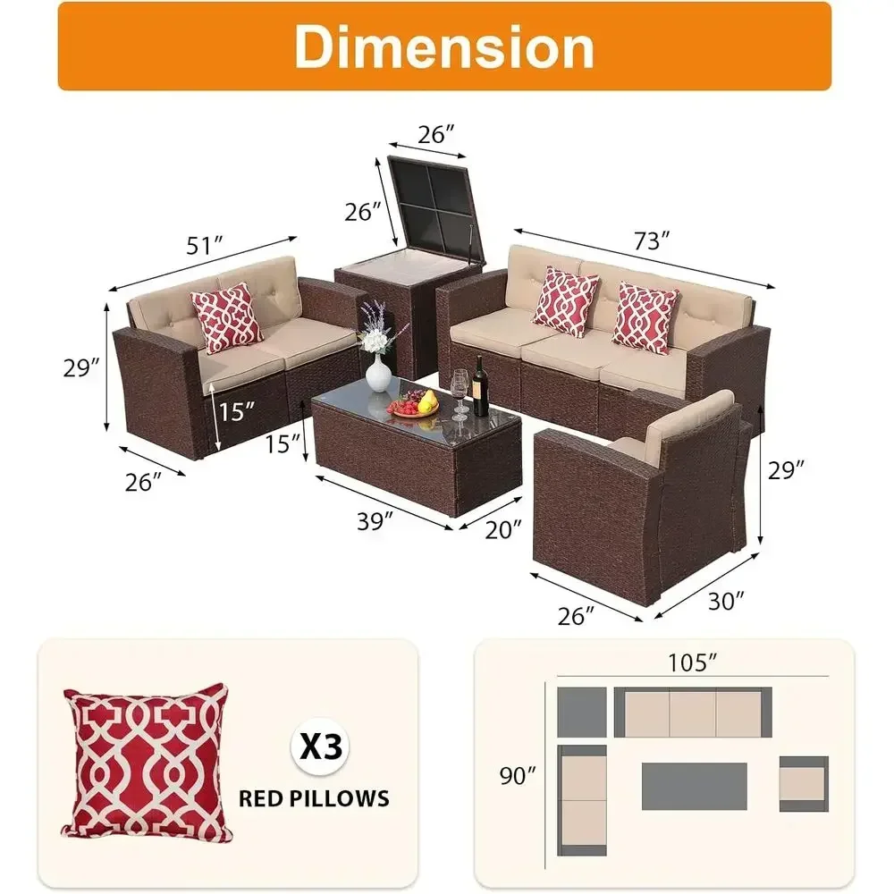 Ensemble de 8 meubles de patio - Outdoor Furniture With Storage For Cushions avis et prix
