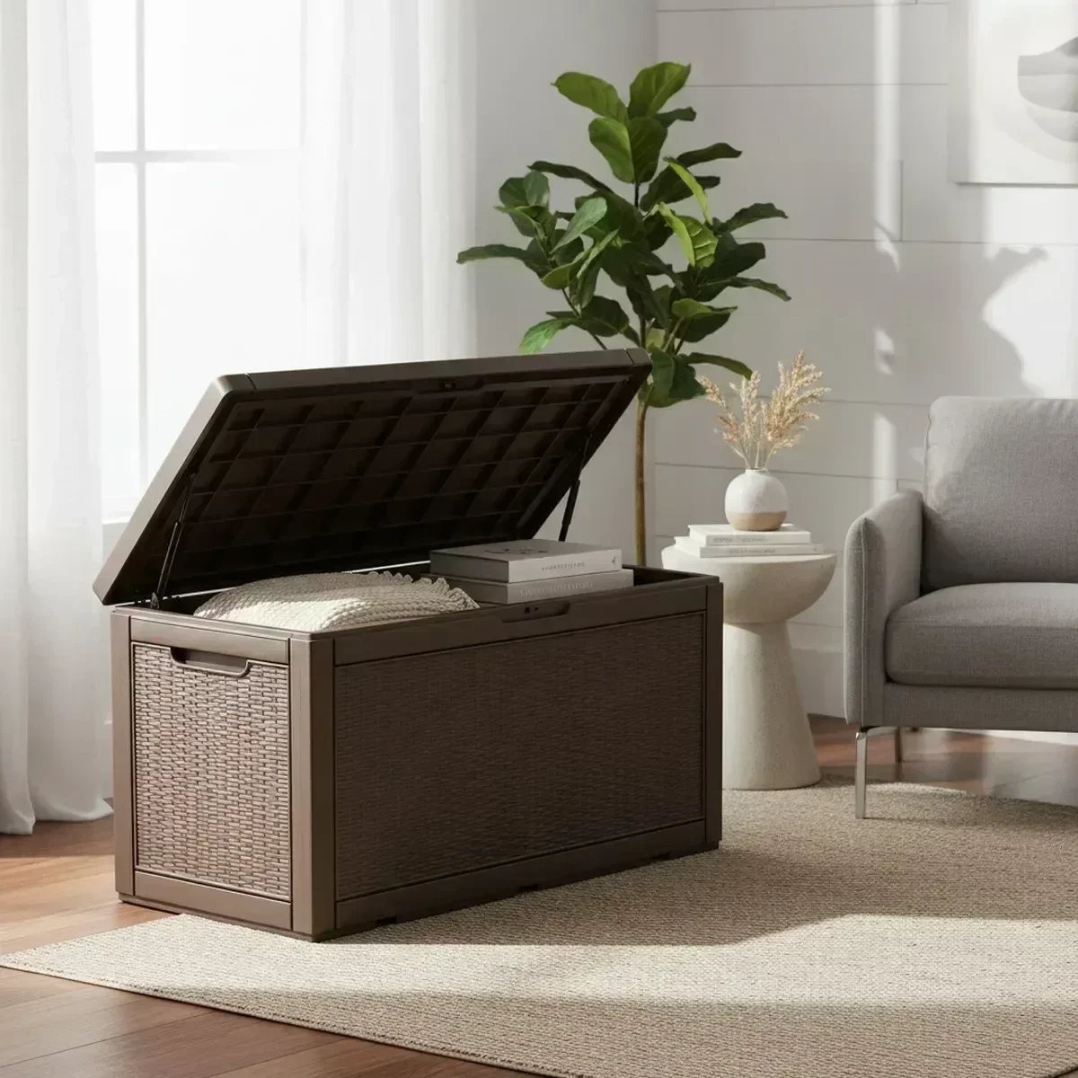 Grand banc de rangement extéri - Outdoor Furniture With Storage For Cushions avis et prix