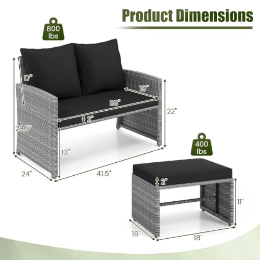 Canapé d'extérieur avec 2 pouf - Outdoor Furniture Loveseat avis et prix