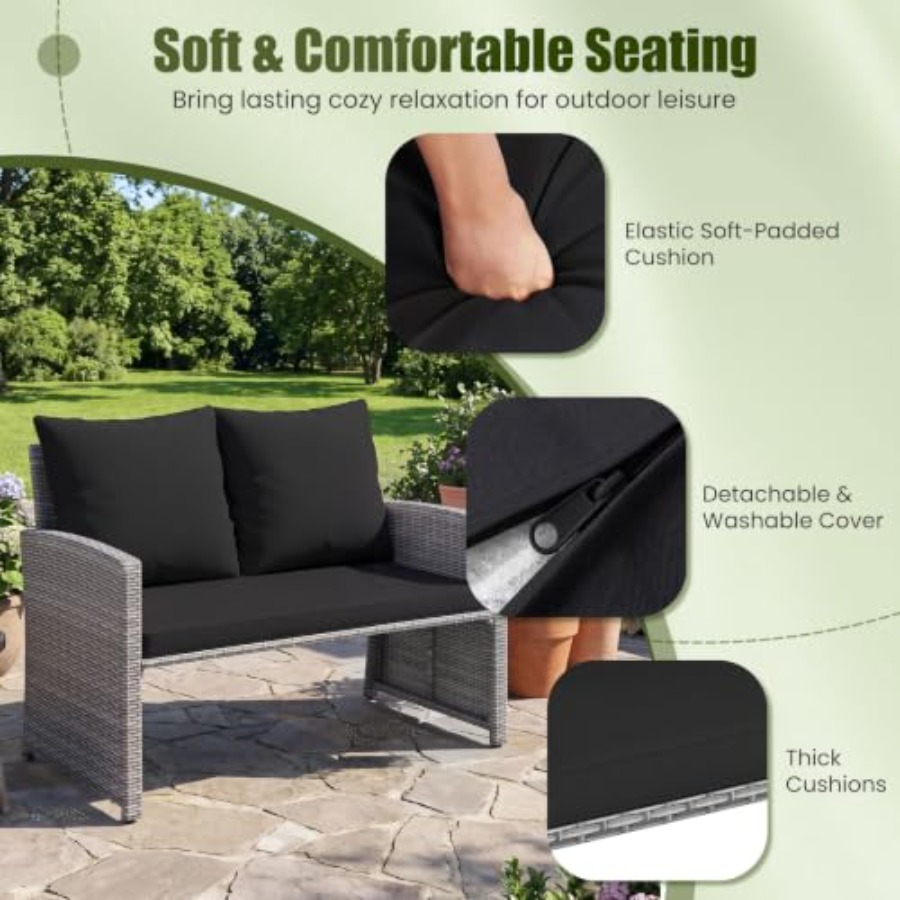 Canapé d'extérieur avec 2 pouf - Outdoor Furniture Loveseat avis et prix