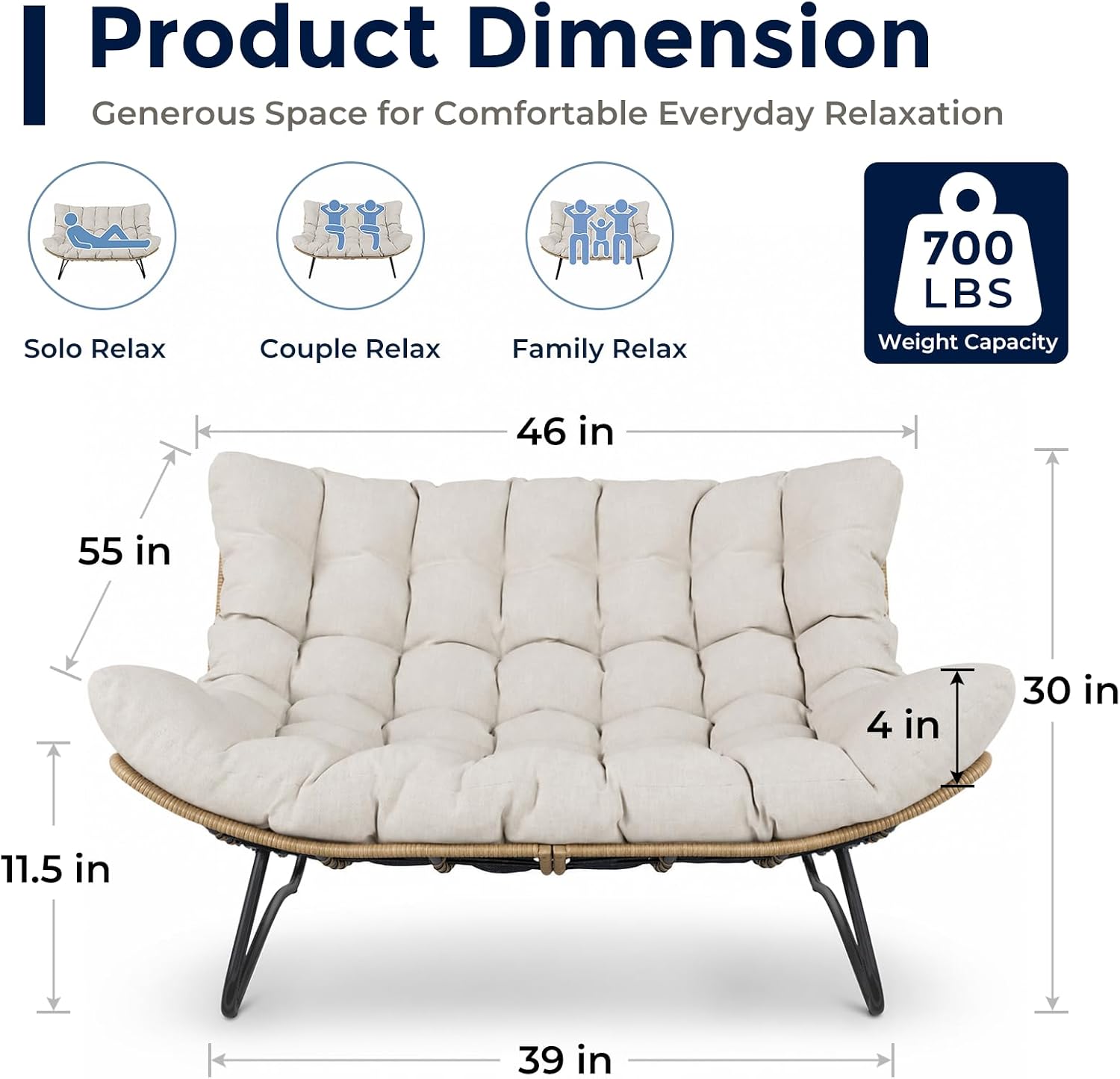 Fauteuil papasan 2 places kaki - Outdoor Furniture Loveseat avis et prix